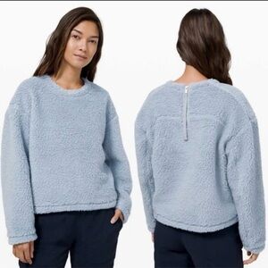 Lululemon Wool Whenever Crew Fleece Light Blue Pullover